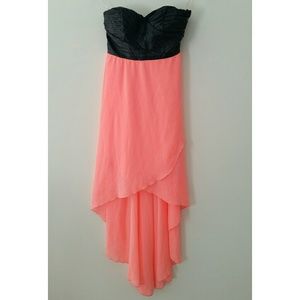 Strapless Pleather High Low Dress